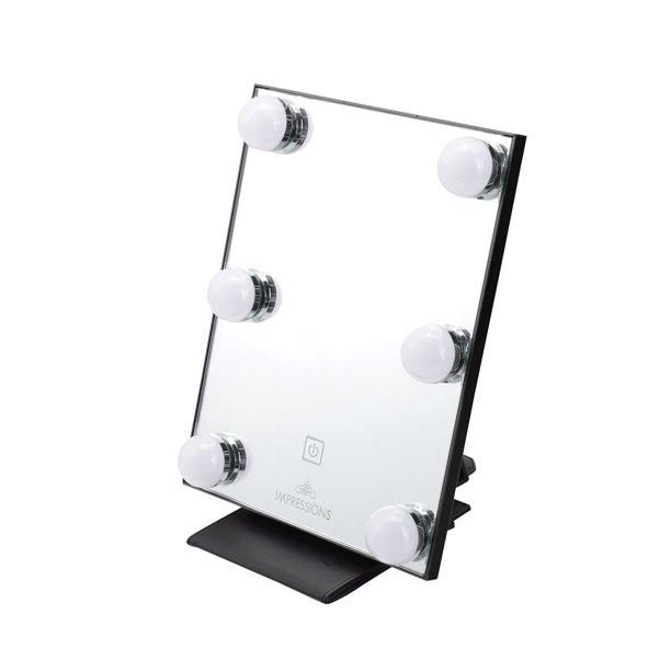 Impressions Vanity Lumiere Touch Pad Mini LED Makeup Mirror, Tabletop Lighted Vanity Mirrors