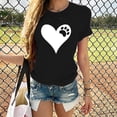 thumbnail image 2 of Gibobby Blusa Casual Para Mujer Tops Mangas estampadas Blusa informal Mujer O-cuello Camiseta corta en forma de corazón Blusa de mujer（Negro， XL), 2 of 5