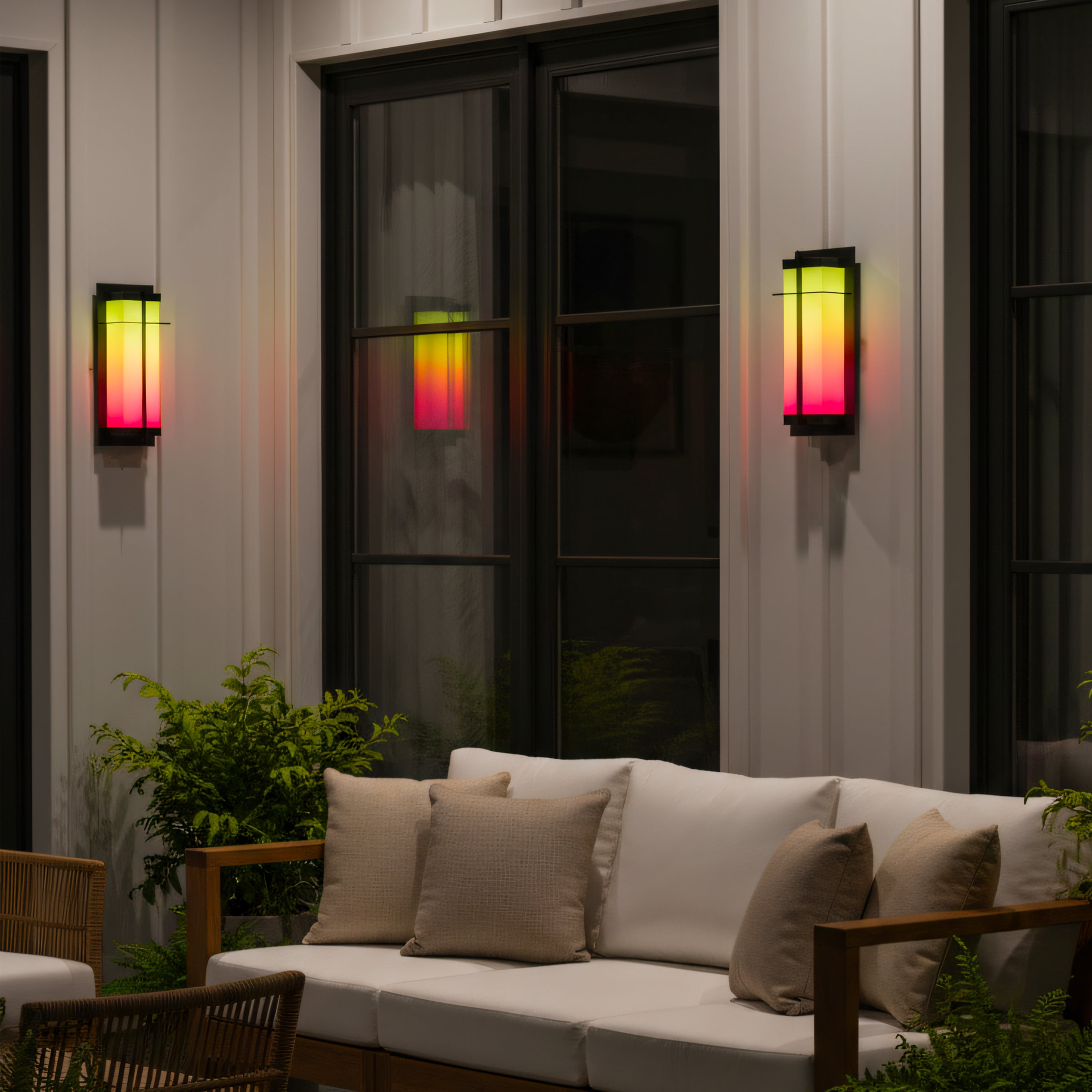 C Cattleya 15in Matte Black RGB Outdoor Wall Sconce Light with Acrylic Shade