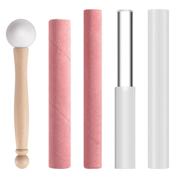 Juego de mazos con forma de cuenco de cristal Nuanchu con piel de oveja (rosa)