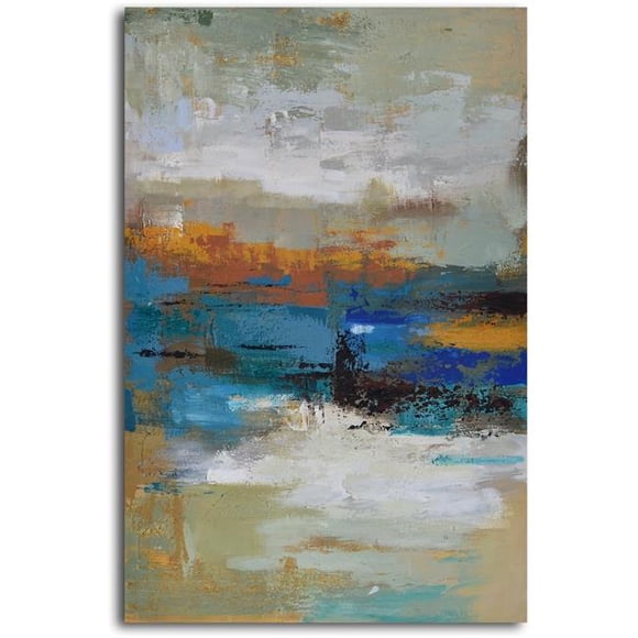 Omax Decor A 0580 32 x 48 Po. Couleurs d'Hiver à Travers les Larmes Toile Peinte à la Main