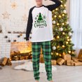 thumbnail image 2 of Traje de pantalón largo verde familiar cintura elástica estampado de árbol de Navidad traje diario a cuadros, 2 of 8