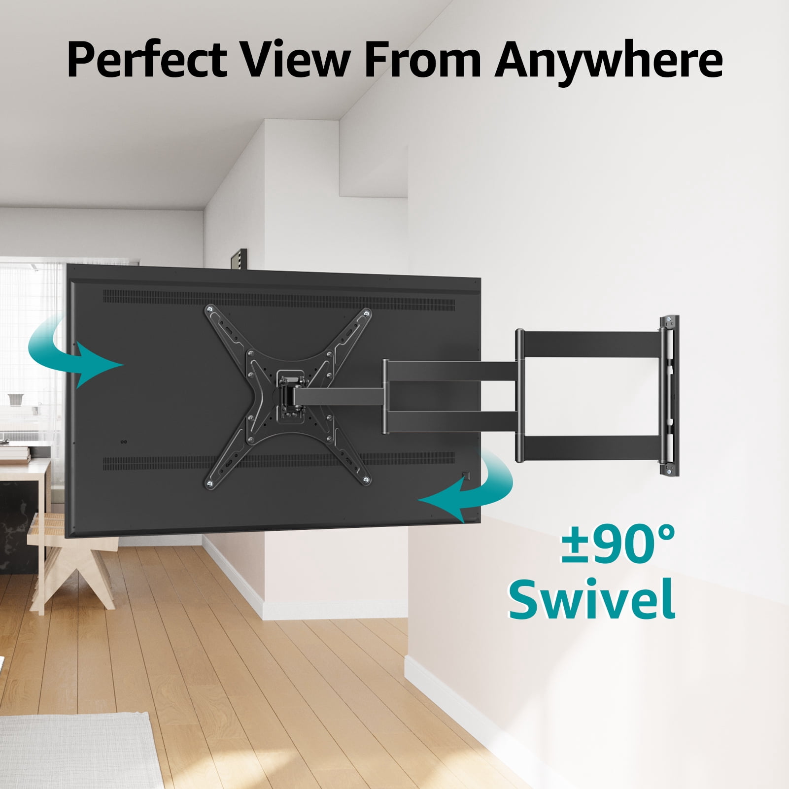 MOUNT PRO Full Motion Long Arm TV Wall Mount for Most 26-65 inch TVs, Max VESA 400x400mm and 77 lbs, with 37.4 inch Swivel Extension Arm, For Single Stud