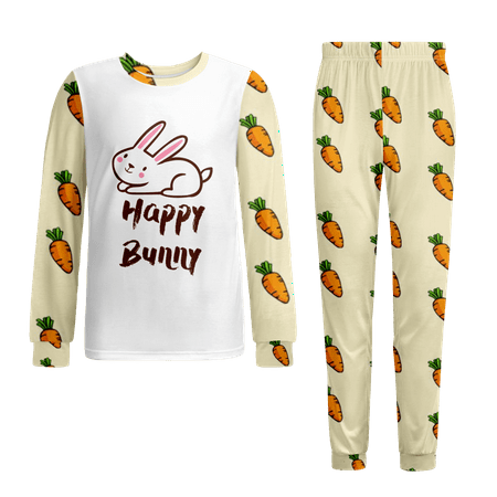 

Easter Pajamas-Girl s Kelly Green Four Leaf Clover Shamrock Graphic Casual St Patricks Day Pajamas Sets Easterr Bunny Egg Carrot Kawaii Pajamas Size 130