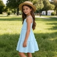 thumbnail image 5 of NAISIBABY Girls Summer Dress, with Pockets Ruffles Tiered Sleeveless Kids Cute Flowy Sundress Blue Size 7, 5 of 8