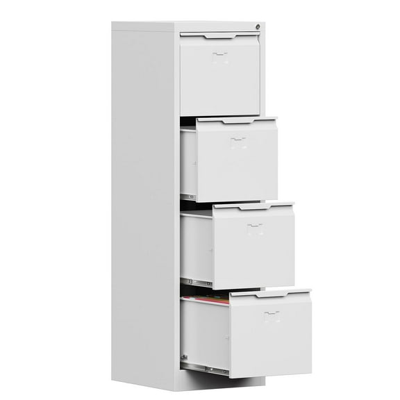 Firstsky Metal File Cabinet with Lock, 2-Drawer, White, 28.03"H x 15"W x 17.8"D, Assembly Required