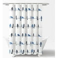 thumbnail image 2 of Navy Rowley Shower Curtain-Floral Animal Bird Print Design for Bathroom, x 72, 72 in x 72, 2 of 6