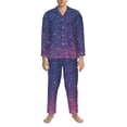 thumbnail image 2 of Balery Violet Glitter Pijama para Hombre de Dos Piezas con Manga Larga, Conjunto de Dormir y Descanso Suave con Bolsillos-Large, 2 of 6