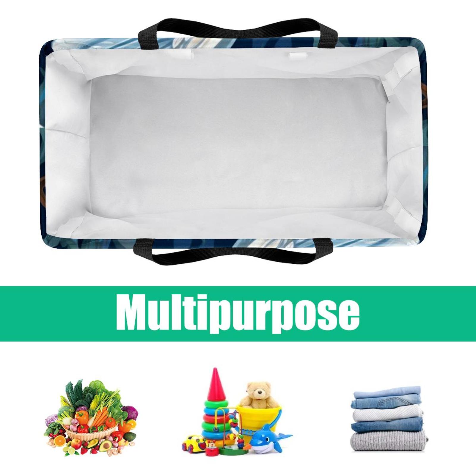Capacity Reusable Oxford Cloth Laundry Organizer Cube Organizer Easter Basket Beach Bag Foldable Gray Color Home Organization Storage Bin Basket Bin Container with Handles for Bedroom, Bathroom