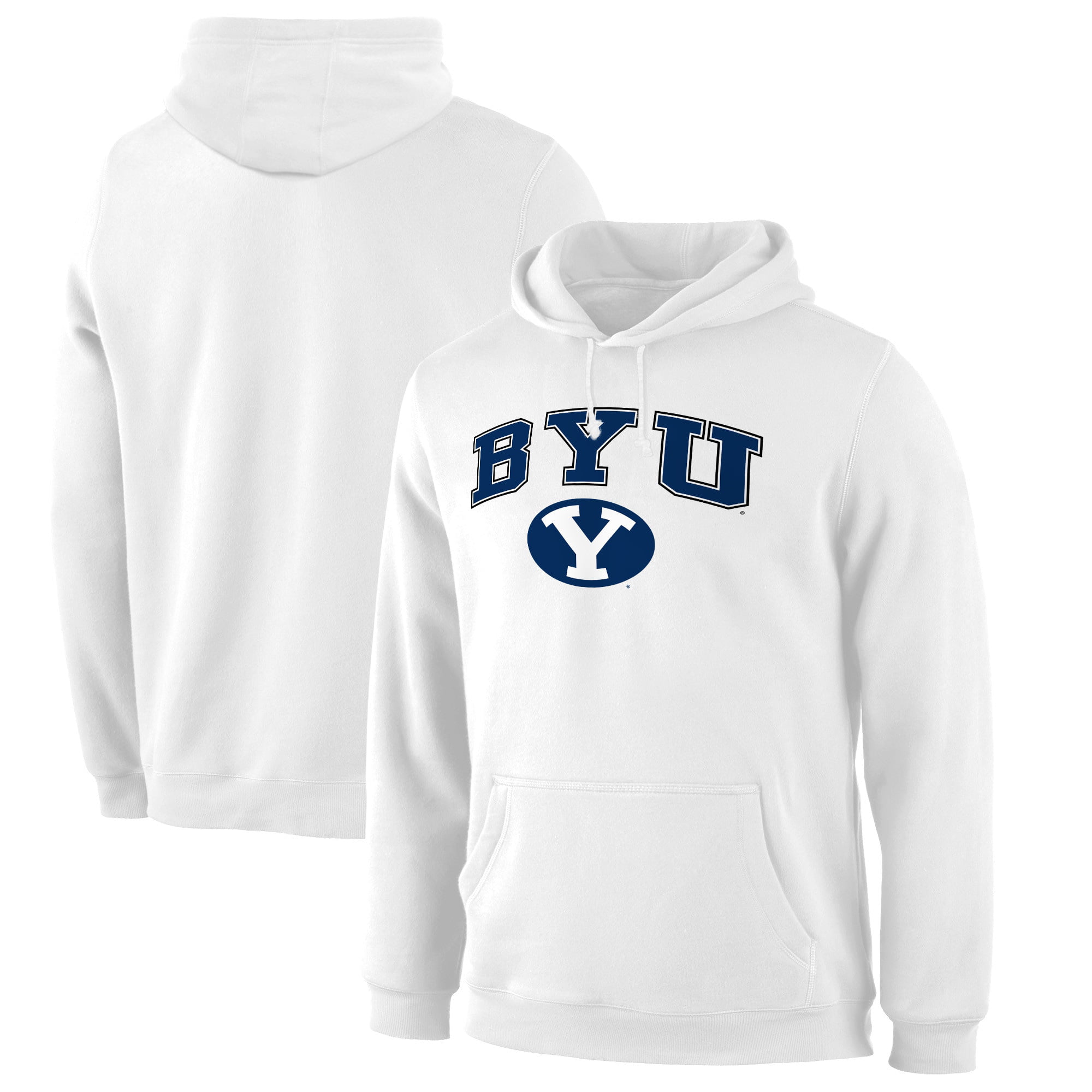 BYU COUGARS WHITE ADULT EMBROIDERED HOODED SWEATSHIRT NEW 