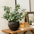 thumbnail image 2 of LuxenHome Brown with Black V-Pattern Polyresin 10-Inch Round Planter, 2 of 6