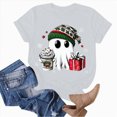 thumbnail image 4 of Towmus Christmas Shirts for Women Fashion Round Neck Short Sleeve Halloween Clothes Fall T-Shirts Graphic Holiday Tops, White, M, 4 of 6