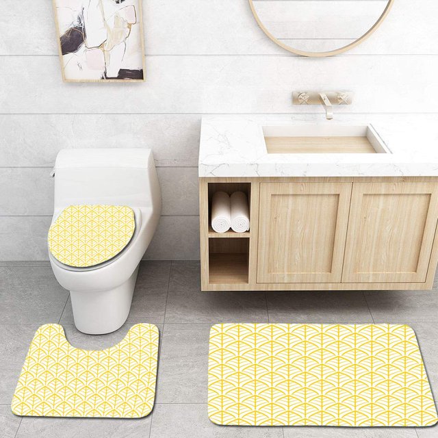 ABPHQTO Sin costura Juego de alfombras de baño de 3 piezas Alfombra de baño Alfombra de contorno y tapa de inodoro ABPHQTO Cont-CHAPPLE-20294
