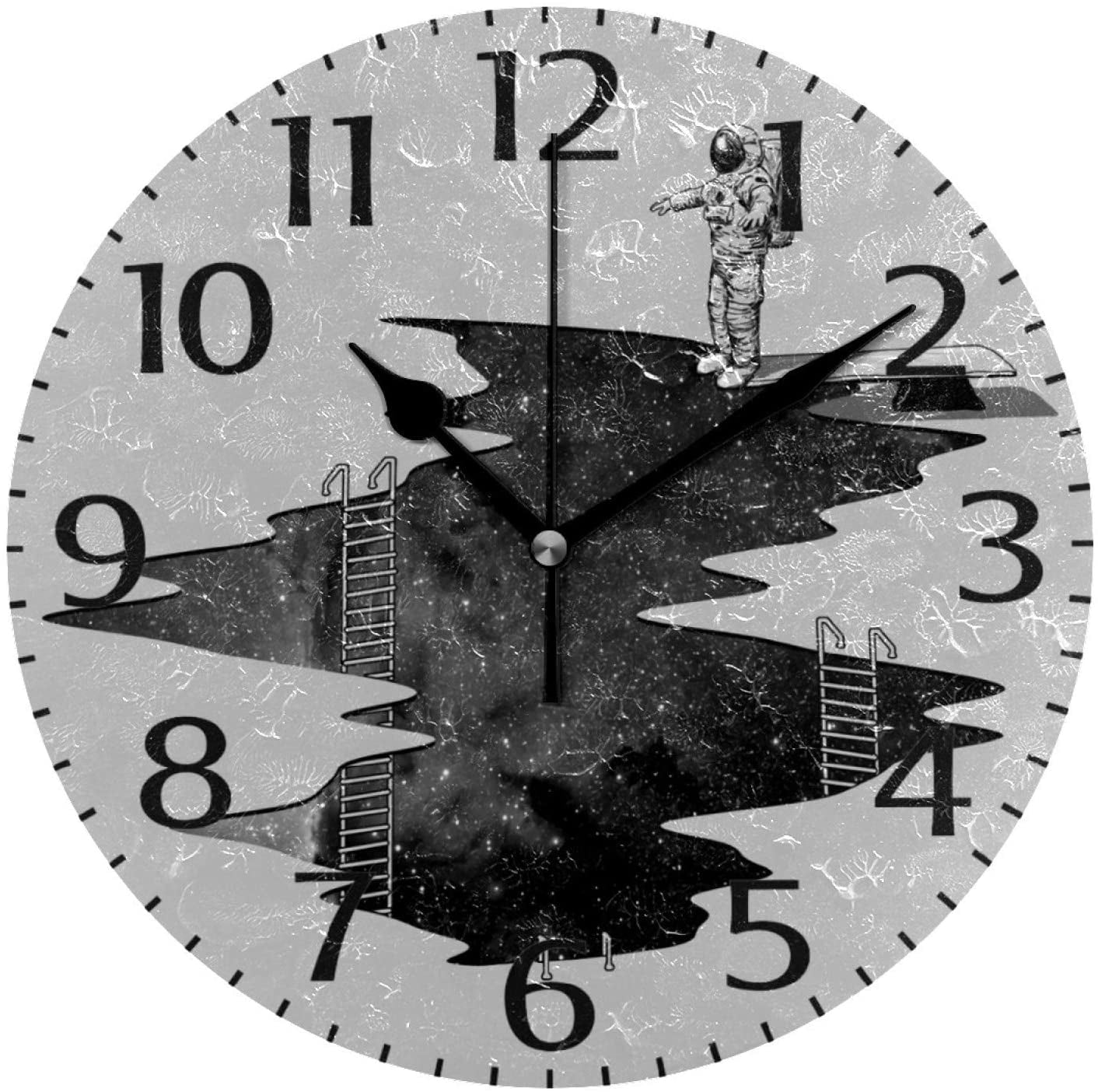 Space Diving Wall Clock Silent Round Wall Clock Battery Operated Non