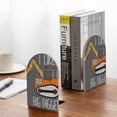 thumbnail image 5 of Zufioo I Like Big Digger Print Wooden Bookends, Metal Bookshelf Non-slip Bookends, Home Furnishings Suitable for Bookcases Offices, 5 of 8