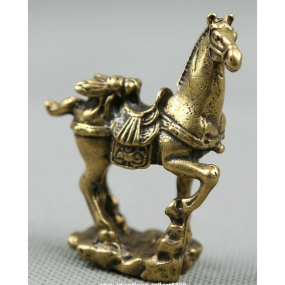 Chinese Bronze Auspicious Horse Statue Miniature Figurine Home Decor Collectible Lucky Symbol
