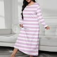 thumbnail image 2 of Striped Color Block Spa Robe for Womens Relaxed Fit Pajamas Plush Soft Long Sleeve Long Bathrobe Comfort Casual Pullover Sweater Blouses Nightdress Loungewear, 2 of 6
