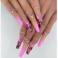 thumbnail image 3 of 24 Piezas uñas postizas decoradas Larga con Pegamento Novia Lujosa Bailarina Francesa Decoración De Uñas Falsas, 3 of 4