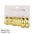 thumbnail image 2 of Conjunto de 3 piezas de pendientes con personalidad de metal dorado europeo y americano, pendientes creativos retro en forma de C, 2 of 4