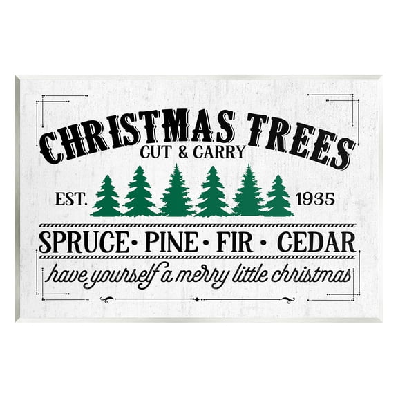 Stupell Industries Christmas Trees Vintage Sign Graphic Art Unframed Art Print Wall Art, Design by Lettered and Lined