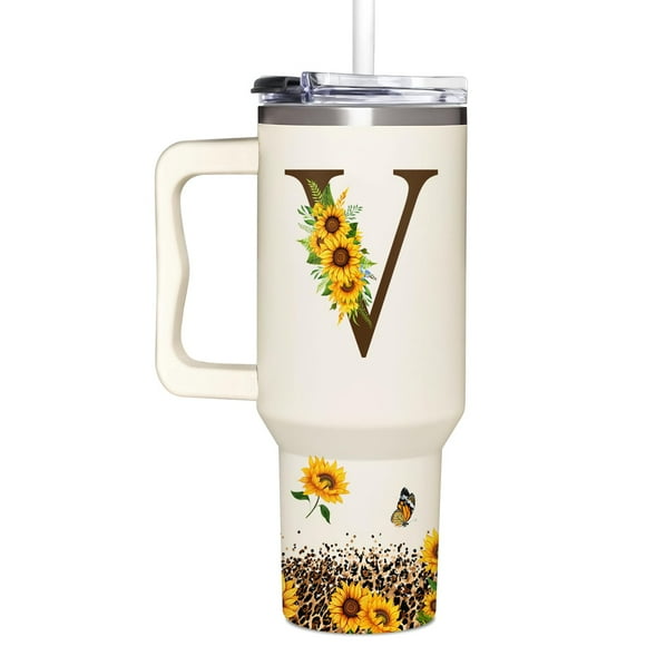 Vaso SUFAVN con diseño de girasoles con monograma, 1,2 L, para mujer