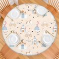 thumbnail image 2 of Minimalist Princess Pattern Round Fitted Tablecloth with Elastic Edge,Dining Table Cover Waterproof,Outdoor Round Tablecloth for Camping,Dining,Indoor and Outdoor, 2 of 7