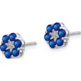 thumbnail image 2 of 10K White Gold Polished Sapphire And Diamond Post Earrings (Width 6) (Length 6) - Jbsp, 2 of 5