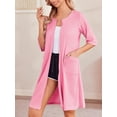 thumbnail image 4 of Avidlove Waffle Zip Up Robes for Women 3/4 Sleeve House Coat Knee Length Bathrobes with Pockets Lightweight Nightgown S-3XL, 4 of 6