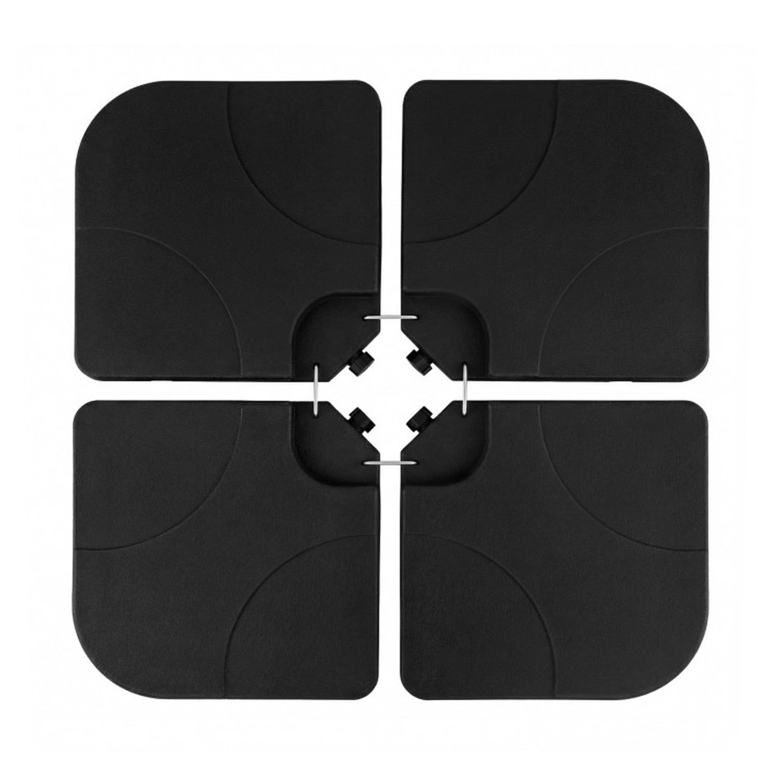 Biotree 4-Piece Offset Umbrella Base 164 lbs Capacity Heavy-Duty Square HDPE Fillable Plates with U-Locking Pins - Black