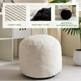 thumbnail image 3 of Round Stuffed Pouf Ottoman, Corduroy Poufs with Foam Chunk Filling, Furry and Fluffy Pouf Foot Stool Storage Ottoman, 20 X 15 Floor Poufs Foot Rest for Living Room, Beige, 3 of 7