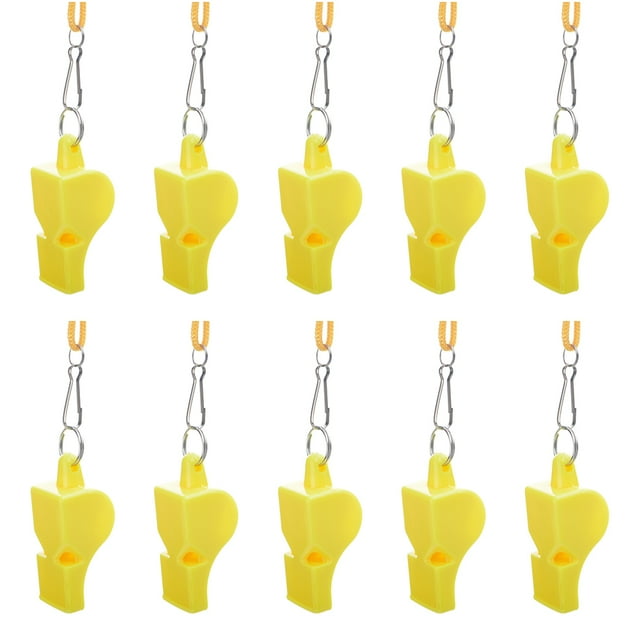 GOGO 100 Pcs Yellow Whistles with Lanyard, Plastic Pea-Less Sports Whistle Bulk Sale, Emergency Safety Whistles for Coaches Referees