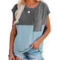 thumbnail image 1 of Nouveaux T-Shirts Décontractés Amples pour Femmes Design Assorti avec Poche Décorative Col Rond Manches Courtes Pulls, 1 of 5