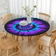 thumbnail image 3 of Blue Purple Tie Dye Pattern Round Fitted Tablecloth with Elastic Edge,Dining Table Cover Waterproof,Outdoor Round Tablecloth for Camping,Dining,Indoor and Outdoor, 3 of 7