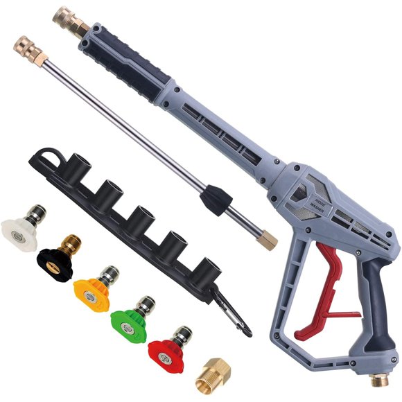 RIDGE WASHER Pressure Washer Gun with Extension Wand, M22 Fitting, 5 Nozzle Tips, 40 Inch, 4500 PSI