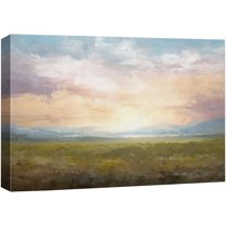 PixonSign Canvas Print Wall Art Sunset Sky Rustic Grass Field Nature Wilderness Illustrations Fine Art Decorative Farmhouse/Country Relax/Calm/Cozy Multicolor Zen for Bedroom - 32"x48"