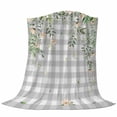 thumbnail image 6 of Watercolor Floral Blanket Soft Cozy Warm Twin Blanket for Bed, Plush Fuzzy Flannel Fleece Blankets for Sofa, Spring Flowers Leaves Plants Gray Plaid Throw Blankets for Couch, Gifts for Men, 60"x80", 6 of 9