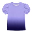 thumbnail image 2 of Kukoosong Girls' Gradient Color T-Shirts with Puff Sleeves, Casual Short Sleeve Crewneck Graphic Tees, Summer Outfit Fashion Top for Kids, 2 of 7