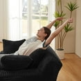 thumbnail image 6 of 79" Extra-Long Chaise Lounge Chair Indoor, Oversized Boneless Couch Chair, Fluffy Corduroy Sleeper Sofa Reading Chairs, No Assembly Required, Black, 6 of 6