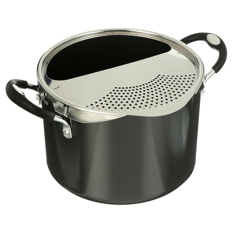 Tramontina Quart Lock and Drain Charcoal Gray Pasta Pot