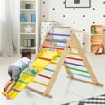 thumbnail image 2 of Gymax 3-In-1 Wooden Folding Climber Set w/Reversible Ramp Height Adjustable Slide, 2 of 8