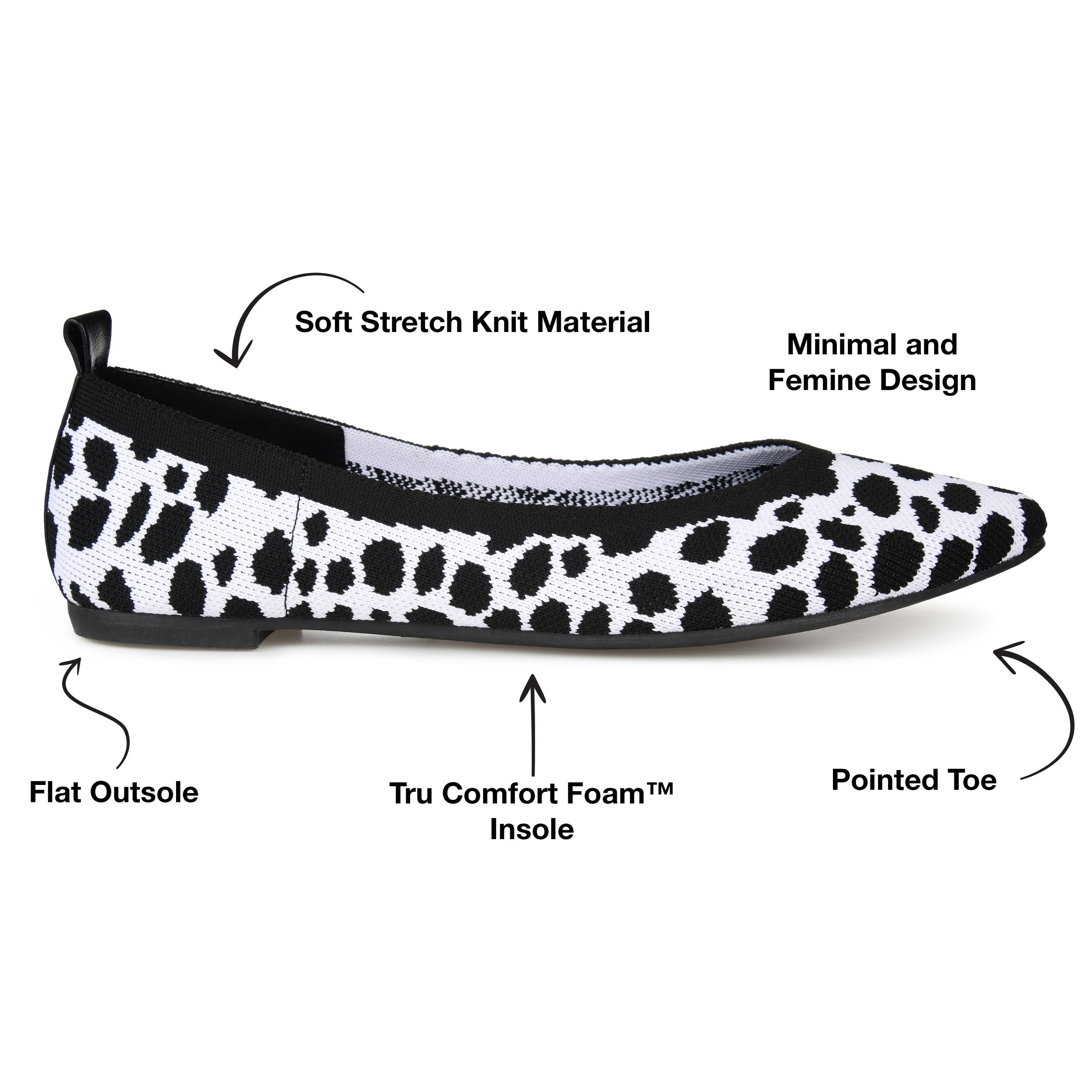 Journee Collection Womens Karise Tru Comfort Foam Wide Width Slip On Pointed Toe Ballet Flats
