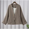 thumbnail image 1 of Abrigos de lana para mujer, Chaqueta corta holgada e informal, con doble botonadura y cuello levantado, para oficina, otoño e invierno, 2024, 1 of 5