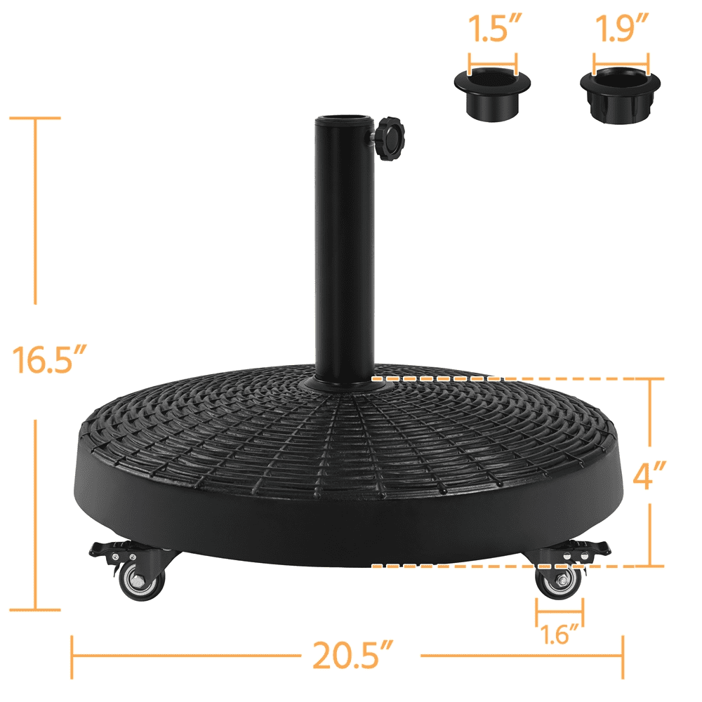 Yaheetech Iron Round Umbrella Base Stand with Wheels, Black