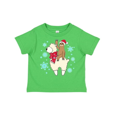 

Inktastic Christmas Cute Sloth and Llama Gift Toddler Boy or Toddler Girl T-Shirt