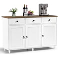 thumbnail image 7 of Catrimown Sideboard Buffet Cabinet, Mid-Century Kitchen Storage Cabinet with 3 Drawers & 3 Doors, Coffee Bar Cabinet with 3 Adjustable Shelves, White, 7 of 7