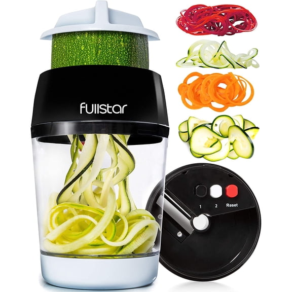 Vegetable Spiralizer and Slicer - Zucchini Noodle Maker with Sharp Stainless Steel Blades, for Veggie Noodles, Cucumber Zoodler, Kitchen Gadget (4 in 1)