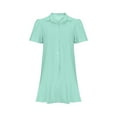 thumbnail image 5 of Drses Women's Casual Dresses Women's Summer Solid Color Lapel Short Sleeved Buttoned Open Chest Pleated Ruffled Dress Short Skirt Short Sleeve Dress for Women Summer, 5 of 6