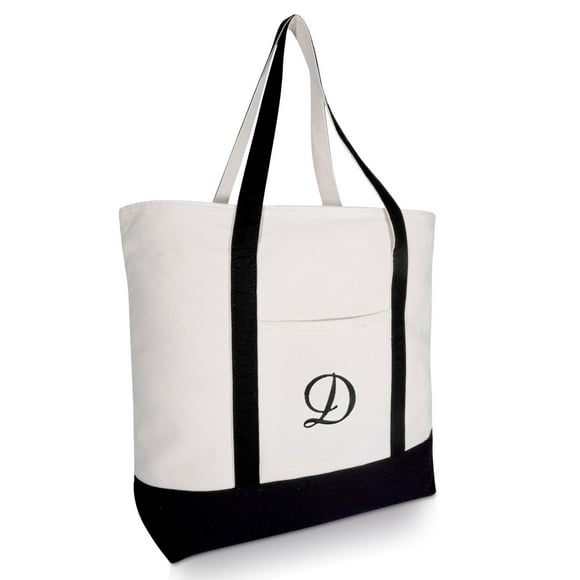 DALIX Personalized Tote Bag Monogram Black - D