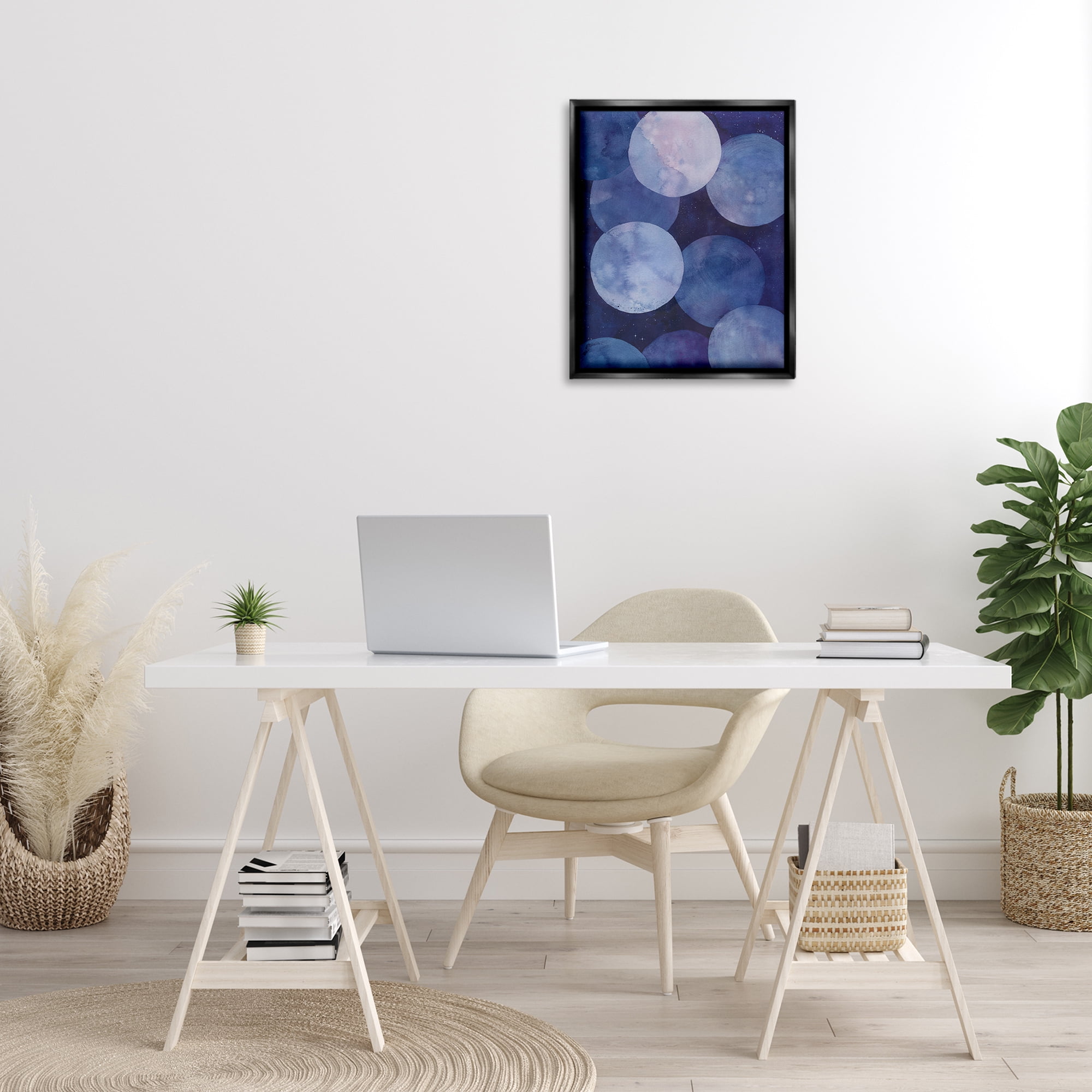 Stupell Industries Purple Circular Shapes Abstract Painting Black Floater Framed Canvas Art Print Wall Art, 17 x 21