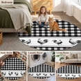thumbnail image 5 of Farmhouse Black Plaid Round Area Rug 5Ft Washable Circle Rugs for Living Room Bedroom, Vintage Country Cock Checkered Non-Slip Carpet Floor Mats Indoor Outdoor Carpet Runner Aesthetic Home Decor, 5 of 8